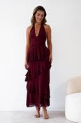Caterina Tiered Halter Maxi Dress | Wine image