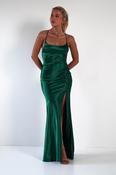 Celinee Satin Maxi Gown | Emerald Green image