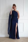 Criselda One Shoulder Chiffon Maxi Dress | Navy image