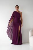 Criselda One Shoulder Chiffon Maxi Dress | Plum