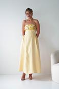 Daphne Embroidered Floral Midaxi Dress | Yellow image