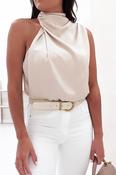 Layla Soft Satin Crop Top | Champagne image