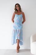 Calix Floral Asymmetric Midi Dress | Blue image