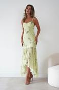 Calix Floral Asymmetric Midi Dress | Sage Green image