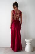 Riviera Soft Satin Maxi Gown | Berry Red image