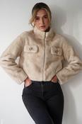 Elie Faux Fur Cropped Coat | Beige