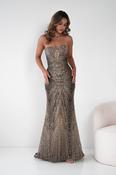 Elyse Glitter Strapless Gown | Black/Gold