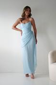 Finn Strapless Draped Maxi Dress | Blue image