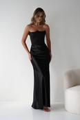 Giselle Corset Satin Maxi Dress | Black
