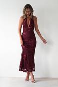 Halsey Tie Back Maxi Dress | Wine Textured
