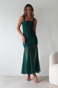 Harmony Square Neck Bodycon Maxi Dress | Dark Green image