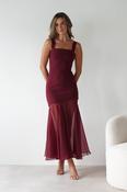 Harmony Square Neck Bodycon Maxi Dress | Wine image