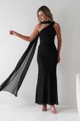 Hathaway Chiffon Drape Maxi Dress | Black