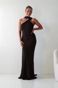 Hathaway Chiffon Drape Maxi Dress | Brown