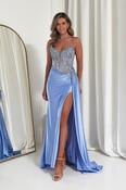 Hazelle Crystal Embellished Corset Gown | Blue