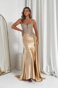 Hazelle Crystal Embellished Corset Gown | Gold
