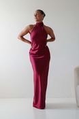 Isla Halterneck Maxi Slip Dress | Berry Red