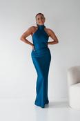 Isla Halterneck Maxi Slip Dress | Teal image