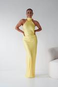 Isla Halterneck Maxi Slip Dress | Yellow image