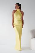 Isla Halterneck Maxi Slip Dress | Yellow image
