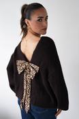 Karlie Cosy Knit Jumper Leopard Bow | Brown image