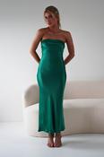 Lucia Soft Satin Slip Midi Dress | Emerald Green image