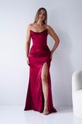 Lucienne Satin Strapless Maxi Dress | Deep Red image