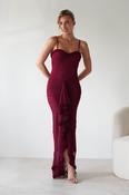 Manuella Mesh Bodycon Midaxi Dress | Burgundy image