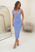 Manuella Ruffle Bodycon Midi Dress | Dusty Blue image