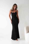 Maria Sequin Bodycon Maxi Gown | Black