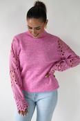Marie Lace Sleeve Knit Jumper | Pink image
