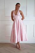 Mila Jacquard Plunge Midi Dress | Pink image