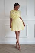Millie Structured Chiffon Cape Mini Dress | Yellow image