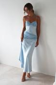 Natasha Satin Draped Maxi Dress | Blue