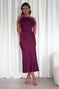 Neve Silky Satin Feather Slip Dress | Plum