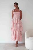 Niama Floral Jacquard Tiered Maxi Dress | Blush image