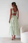 Niama Floral Jacquard Tiered Maxi Dress | Sage Green image