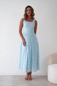Petal Skater Cotton Maxi Dress | Blue image