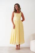 Petal Skater Cotton Maxi Dress | Yellow image
