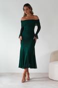 Presley Mesh Long Sleeve Midaxi Dress | Forest Green