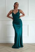 Rachel Structured Draped Maxi Dress | Emerald Green image