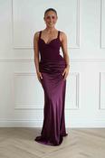 Rachel Structured Draped Maxi Dress | Plum image