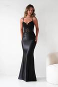 Raya Embellished Corset Gown | Black