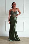 Raya Embellished Corset Gown | Olive image