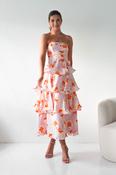 Rosha Floral Tiered Strapless Maxi Dress | Peach image