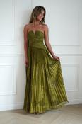 Rubi Floral Textured Ruffle Pleated Maxi Dress | Green image