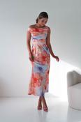 Rumi Floral Print Off The Shoulder Maxi | Orange/Lilac