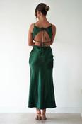 Saoirse Satin Lace Cut Out Maxi Dress | Dark Green image