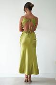 Saoirse Satin Lace Cut Out Maxi Dress | Lime image