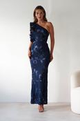 Siren Bodycon Maxi Dress | Navy Textured image